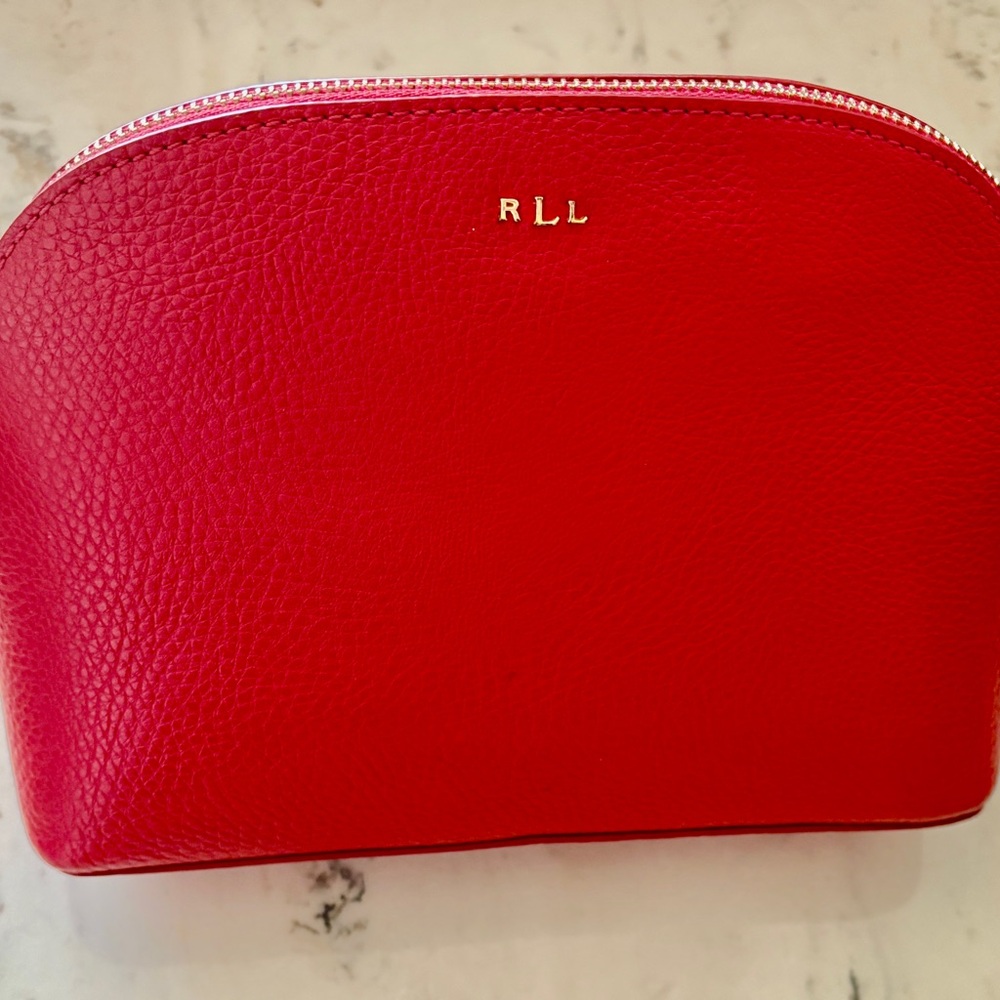 Lauren by Ralph Lauren Red Women's Clutch faux leather with gold hardware